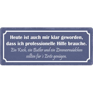 Schild Spruch "Heute ist mir klar geworden, professionelle Hilfe" 27 x 10 cm Blechschild