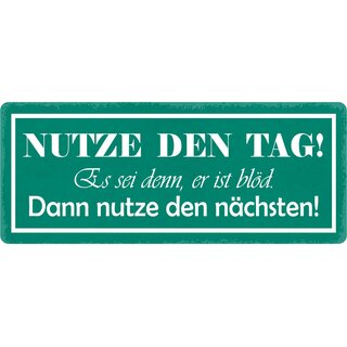 Schild Spruch "Nutze den Tag" 27 x 10 cm Blechschild