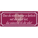 Schild Spruch "Das du nicht immer so kritisch"...