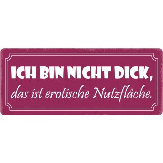 Schild Spruch "Ich bin nicht dick" 27 x 10 cm Blechschild