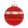 Thüringer Glasdesign Weihnachtskugeln Rot mit Glitterstreifen, 3 Stück/Set, ca. 8 cm