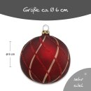 Thüringer Glasdesign Weihnachtskugeln Rot mit Rautennetz, 4 Stück/Set, ca. 6 cm