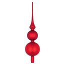 Thüringer Glasdesign Christbaumspitze Rot, matt und glänzend, 1 Stück, ca. 31 cm