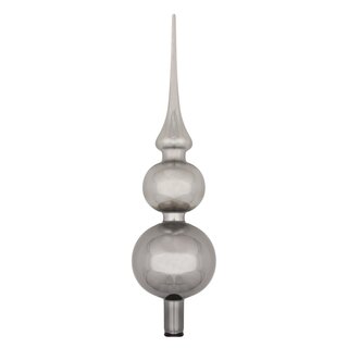 Thüringer Glasdesign Christbaumspitze Silber glänzend, 1 Stück, ca. 31 cm