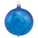 Thüringer Glasdesign Weihnachtskugeln Blau mit Eislack, 12 Stück/Set, ca. 6 cm