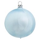 Thüringer Glasdesign Weihnachtskugeln Gletscherblau mit Eislack, 12 Stück/Set, ca. 6 cm