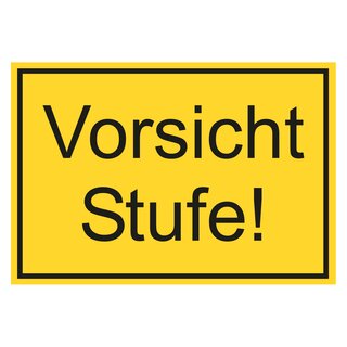 Hinweisschild "Vorsicht Stufe!" gelb/schwarz, Folie 256 x 175 mm