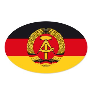 Autoaufkleber DDR schwarz rot gold mit DDR Emblem Hammer Zirkel und Ährenkranz, Folie, 170 x 105 mm