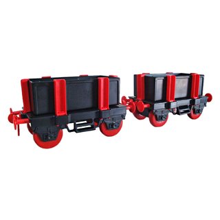 2 Waggons für Kindereisenbahn schwarz / rot