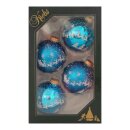 Weihnachtskugeln Blau mit Rentieren und Schneeflocken, 4 Stück/ Set, Ø 7 cm