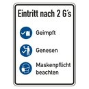 Hinweisschild Verhaltensregeln "Eintritt nach 2Gs -...