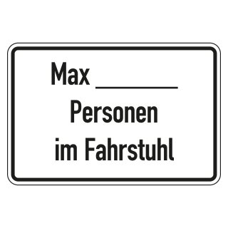 Hinweisschild Verhaltensregeln "Max ___ Personen im Fahrstuhl", Folie, 300 x 200 mm, Einzeletikett zur Selbstbeschriftung