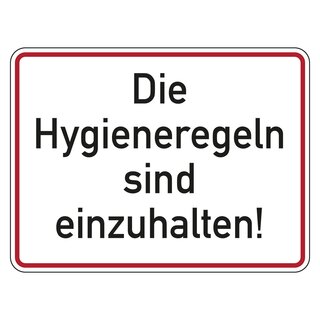 Hinweisschild Verhaltensregeln "Die Hygieneregeln sind einzuhalten!", Folie, 200 x 150 mm, Einzeletikett