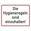 Hinweisschild Verhaltensregeln "Die Hygieneregeln...