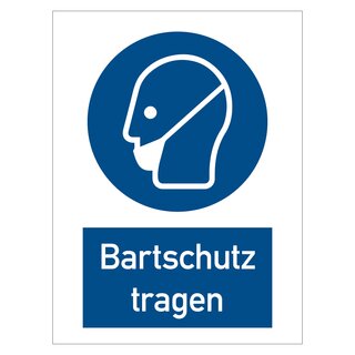 Kombischild Gebotszeichen "Bartschutz tragen", Kunststoff, 200 x 300 mm, Einzelschild