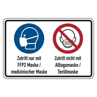 Kombischild Gebotszeichen Verbotszeichen "FFP2 Maske / Alltagsmaske"