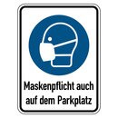 Kombischild Gebotszeichen "Maskenpflicht auch auf...