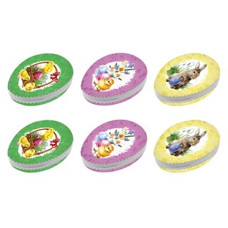 6er Set Bilderostereier Eier zum Befüllen Motiv "Osterfest" 15 cm