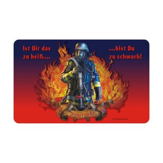 Schneidebrett mit Druckmotiv "Feuerwehr zu heiß ..."