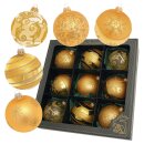 Krebs Glas Lauscha Weihnachtskugeln Gold mit Ornamenten 9 Stück/Set, Ø 8 cm
