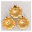 Krebs Glas Lauscha Weihnachtskugeln Gold mit Sternen 3 Stück/Set, Ø 8 cm
