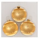 Krebs Glas Lauscha Weihnachtskugeln Gold mit Sternen 3...