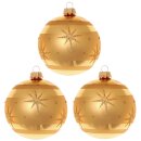 Krebs Glas Lauscha Weihnachtskugeln Gold mit Sternen 3 Stück/Set, Ø 8 cm