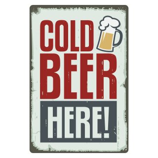 Blechschild "Cold Beer here" 30 x 40 cm Dekoschild Bier