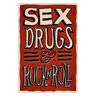 Blechschild "Sex Drugs and Rock n Roll" 30 x 40 cm Dekoschild Sex Drogen Rock n Roll