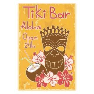 Blechschild "Tiki Bar Aloha" 30 x 40 cm Dekoschild Tiki Bar