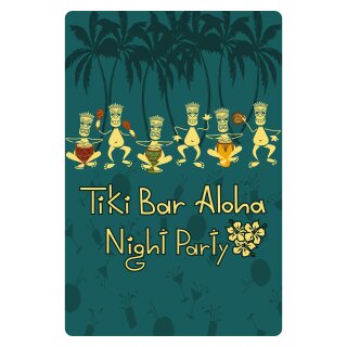 Blechschild "Tiki Bar Night Party" 30 x 40 cm Dekoschild Tiki Bar