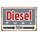 Blechschild "Diesel Fuel 50 m" 40 x 30 cm...
