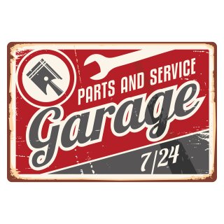 Blechschild "Parts and Service Garage" 40 x 30 cm Dekoschild Werkstatt