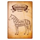 Blechschild "Horse cuts Organic" 30 x 40 cm...
