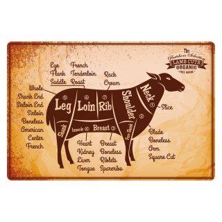 Blechschild "Lamb cuts Organic" 40 x 30 cm Dekoschild Lamm