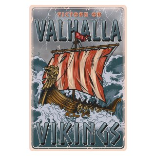 Blechschild "Valhalla Vikings" 30 x 40 cm Dekoschild Wikinger