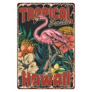 Blechschild "Tropical Paradise Hawaii Flamingo"...