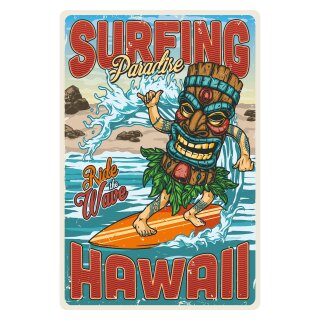 Blechschild "Surfing Hawaii" 30 x 40 cm Dekoschild Hawaii