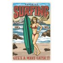 Blechschild "Surfing Girl" 30 x 40 cm...