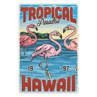 Blechschild "Tropical Paradise Hawaii" 30 x 40 cm Dekoschild Hawaii