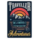 Blechschild "Traveller Adventures" 30 x 40 cm...