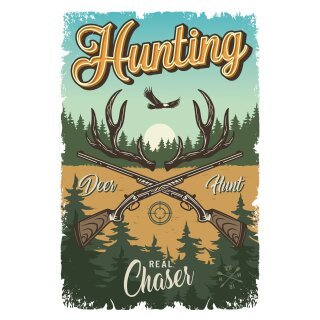 Blechschild "Hunting Deer Hunt" 30 x 40 cm Dekoschild Hirschjagd