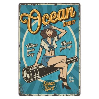 Blechschild "Ocean spirit" 30 x 40 cm Dekoschild Maritim