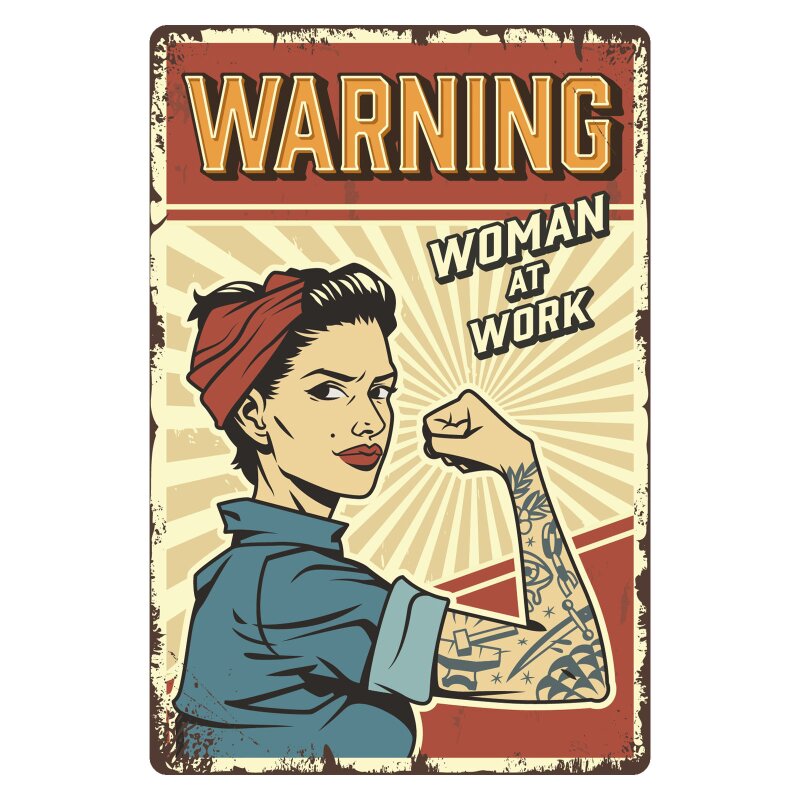 Schild Warning Woman at Work, 12,99 €