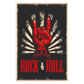 Blechschild "Rock & Roll" 30 x 40 cm Dekoschild Rock’n’Roll