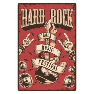 Blechschild "Hard Rock" 30 x 40 cm Dekoschild Hard Rock