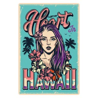 Blechschild "Hawaii i left my heart" 30 x 40 cm Dekoschild Hawaii