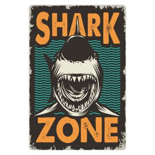 Blechschild "Shark Zone" 30 x 40 cm Dekoschild Haie