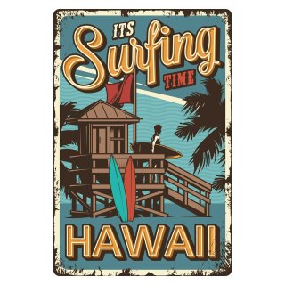 Blechschild "Its Surfing Time" 30 x 40 cm Dekoschild Hawaii