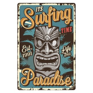 Blechschild "Its Surfing Time Paradise" 30 x 40 cm Dekoschild Surfen